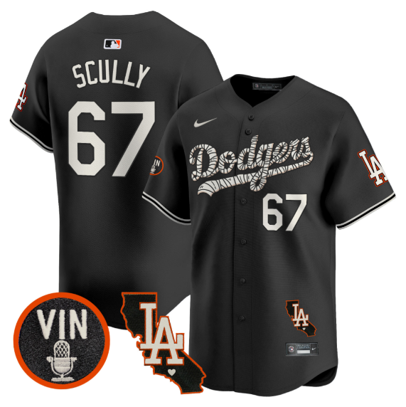 Men Los Angeles Dodgers #67 Scully 2025 black Limited Stitched Jersey style 2